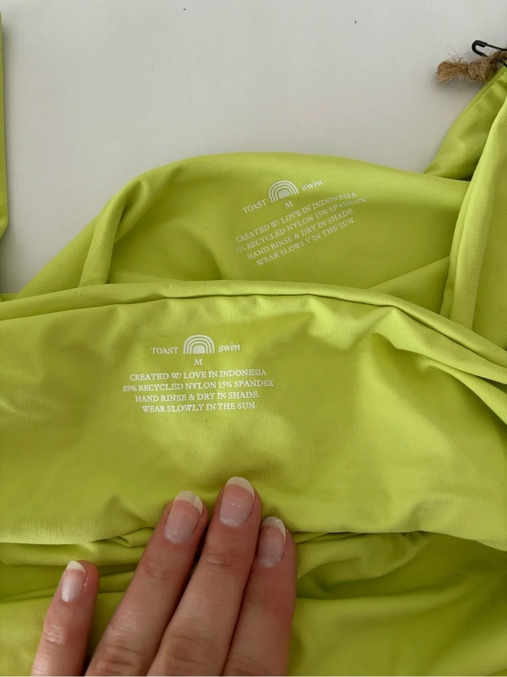 NWT Toast Swim Women's Bikini 3-PIECE Swim Set Neon Yellow One-Shoulder Green